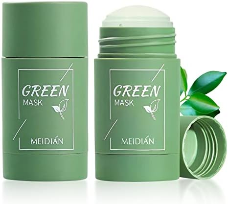 2 Pack Green Mask Stick, Green Tea Stick Cleansing Mask, Potente Mascarilla de Arcilla Purificadora de té verde, Mascarilla Limpiadora Facial Eliminación de Espinillas (A)