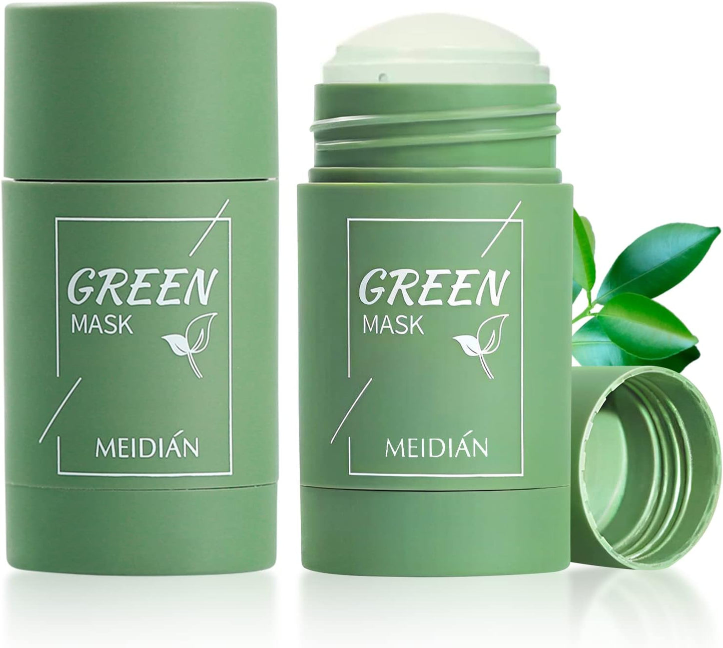 2 Pack Green Mask Stick, Green Tea Stick Cleansing Mask, Potente Mascarilla de Arcilla Purificadora de té verde, Mascarilla Limpiadora Facial Eliminación de Espinillas (A)